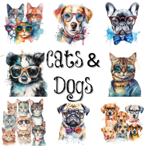 Cleaning Cloth Cats and Dogs with Glasses #4937