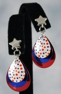 Patriotic Stars Mermaid Scale Earrings