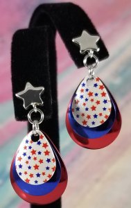 Patriotic Stars Mermaid Scale Earrings