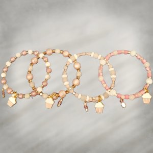 Pink Cupcake Bracelet Set (4)