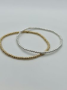 Dainty Sterling Silver or Gold Filled Stretch Bracelet | 2.5mm Beads | Stackable Jewelry