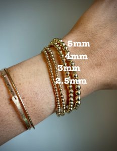Dainty Sterling Silver or Gold Filled Stretch Bracelet | 2.5mm Beads | Stackable Jewelry