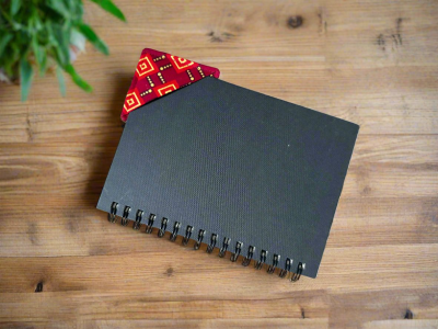 BMK100148 - Fabric, Patterned Handmade Red, Maroon, and Gold Bookmark