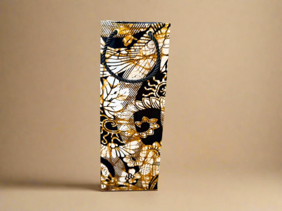 WIN10009 - Ethnic, Fabric, Patterned, Handmade  Black, Gold, and Cream Wine Bag