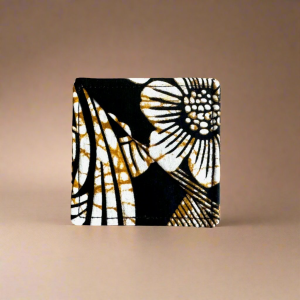 BMK10009 - Fabric, Patterned Handmade Black, Cream, and Gold Bookmark