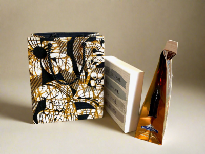 ESB10009 - Ethnic, Fabric, Floral Patterned, Handmade Olive Green, White, and Gold Gift Bag