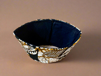 CUP100009 - Ethnic, Fabric, Patterned, Handmade  Black, Cream and Gold Cup Sleeve