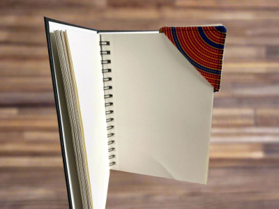 BMK10012 - Fabric, Patterned Handmade Green, Brown, Red, and Gold Bookmark