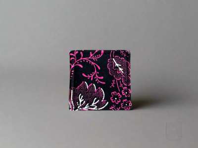 BMK10013A - Fabric, Patterned Handmade Black, Pink and White Bookmark