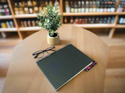 BMK10013B - Fabric, Patterned Handmade Black, Pink and White Bookmark