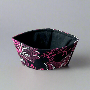 CUP10013 - Ethnic, Fabric, Patterned, Handmade  Black, Pink and White Cup Sleeve