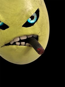 Giant Easter Egg with a Face, Halloween, vegan, smoker gift, funny, creepy, spooky, teeth, gag gift, one of a kind, egg, anthropomorphic, cigar, kitchen decor, chicken, clucker