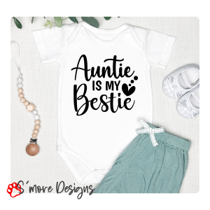 Auntie is my Bestie Baby Bodysuit Baby Shower Gift Pregnancy Announcements Baby Reveal Custom Baby Cloths Baby Announcement