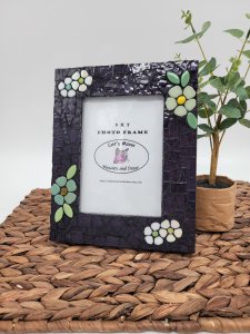 Mosaic picture frame, 5x7, decorative photo frames, floral home decor, picture frames