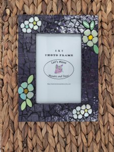 Mosaic picture frame, 5x7, decorative photo frames, floral home decor, picture frames