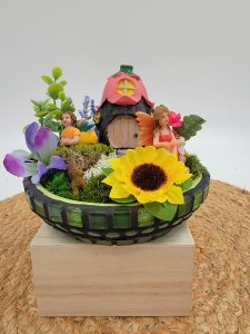 Fairy diorama with mosaic base, fairy garden, fantasy scene, miniature world