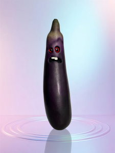 Eggplant with a Face, Halloween, vegan, Italian, chef gift, gardener gift, funny, creepy, spooky, teeth, gag gift, one of a kind, vegetable, anthropomorphic, kitchen decor, bachelorette