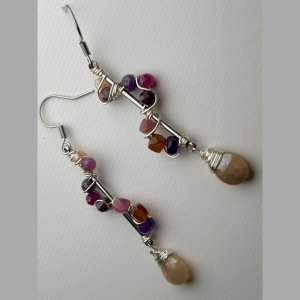 Multi Gemstone Geometric Dangle Earrings