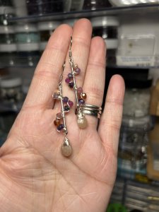 Multi Gemstone Geometric Dangle Earrings