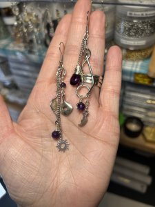 Amethyst & Green Strawberry Quartz Dangle Earrings