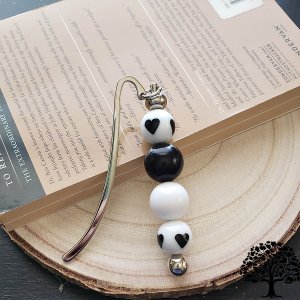 Beaded Bookmark with Heart Beads Handmade