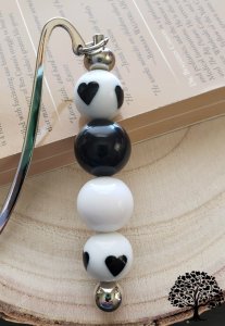 Beaded Bookmark with Heart Beads Handmade