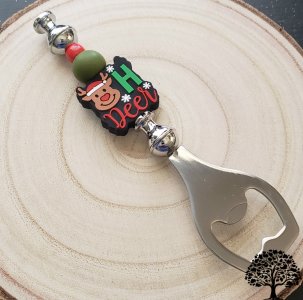 Oh Deer Christmas Bead Design Bottle Opener Handmade Kitchen Tool Bar Accessory