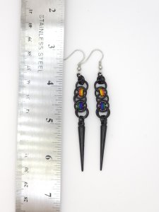 Spiked Rainbow Helm Earrings