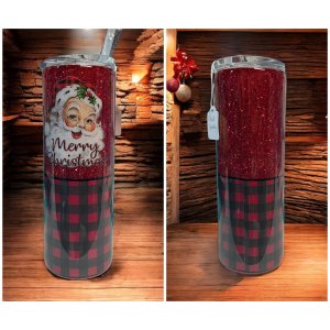 Plaid Santa 20 oz tumbler