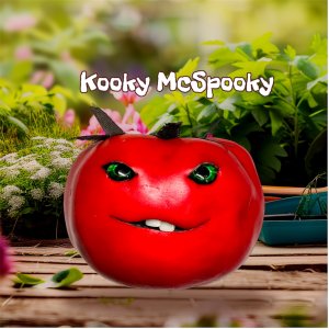 Tomato with a Face, Halloween, vegan, Italian, chef gift, gardener gift, funny, creepy, spooky, teeth, gag gift, one of a kind, vegetable, fruit, anthropomorphic, kitchen decor