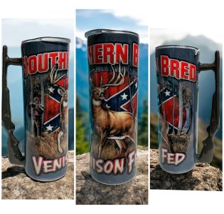 Southern bred, Venison fed tumbler with handle