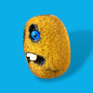 Kiwi with a Face, Halloween, aussie, vegan, chef gift, gardener gift, funny, creepy, spooky, teeth, gag gift, one of a kind, fruit, anthropomorphic, kitchen decor