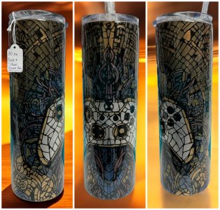 30 oz Silver & Gold Video Game Controller Tumbler
