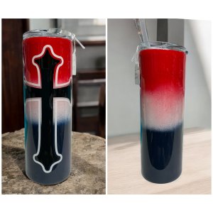 Patriotic, Red, White, Blue Cross 20 oz Tumbler