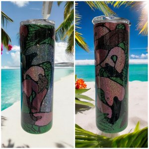 30 oz Flamingo Mania glittered tumbler