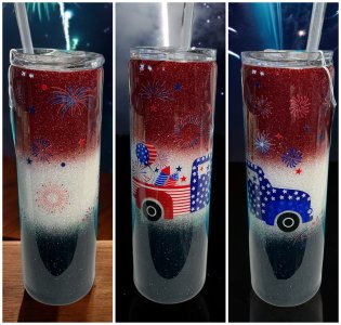 30 oz Patriotic Truck on a tumbler