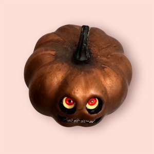 Halloween, Mini Pumpkin with a face and braces, vegan, chef gift, gardener gift, funny, creepy, spooky, teeth, gag gift, one of a kind, vegetable, anthropomorphic, Halloween,ki tchen decor, dentist gift, orthodontist gift