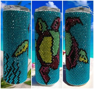 Sea turtle blinged rhinestone 20 oz Tumbler