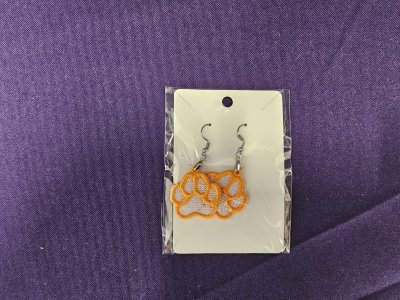 Embroidered Paw Print Earrings