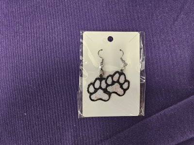 Embroidered Paw Print Earrings