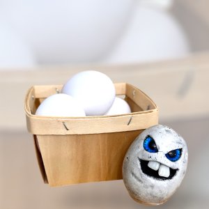 Rotten Egg with a Face, vegan, Halloween, chef gift, gardener gift, funny, creepy, spooky, teeth, gag gift, one of a kind, chicken, farm house decor, hen house, farm, farmer, vegetable, anthropomorphic, kitchen decor