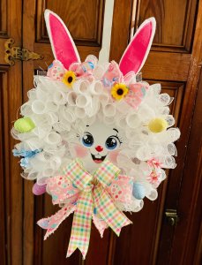 White Easter Bunny Wreath