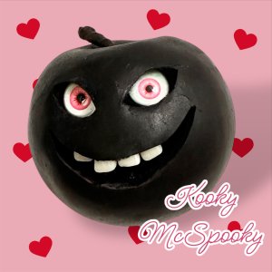 Black Plum with a face, Halloween, vegan, gift, gardener gift, funny, creepy, spooky, teeth, gag gift, one of a kind, fruit, vegetable, anthropomorphic, kitchen decor