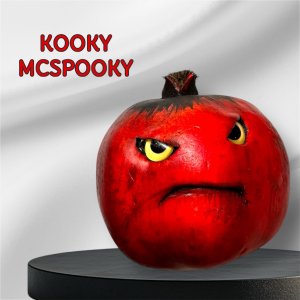 Pomegranate with a Face, Halloween, pom, vegan, gift, gardener gift, funny, creepy, spooky, teeth, gag gift, one of a kind, vegetable, Halloween, fall, fruit, anthropomorphic, kitchen decor