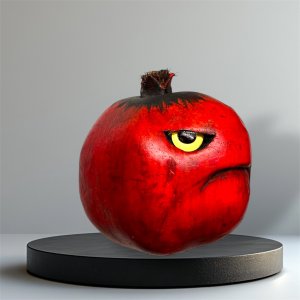 Pomegranate with a Face, Halloween, pom, vegan, gift, gardener gift, funny, creepy, spooky, teeth, gag gift, one of a kind, vegetable, Halloween, fall, fruit, anthropomorphic, kitchen decor