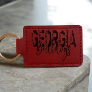Georgia Bulldog Leather Keychain