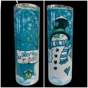 Country Snowman dressed in Blue