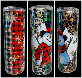 Red & Green Plaid Snowman 20 oz Tumbler