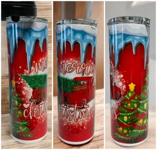 20 oz Red Christmas Truck Tumbler