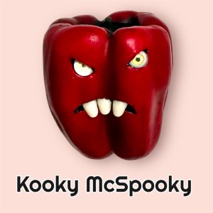 Red Bell Pepper with a Face, Halloween, vegan, gift, gardener gift, funny, creepy, spooky, teeth, gag gift, one of a kind, vegetable, anthropomorphic, kitchen decor